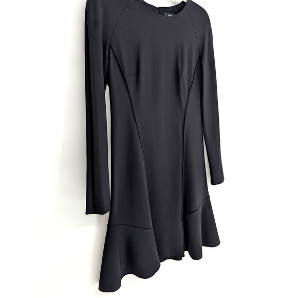 Theory‎ Womens Black Seam Sculpted Ponte Scuba Knit Classic Capsule Skater Dress - Picture 4 of 13